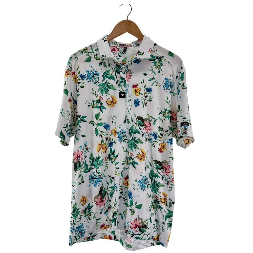 Bad Birdie Men's Floral Core Performance Golf L Polo Shirt